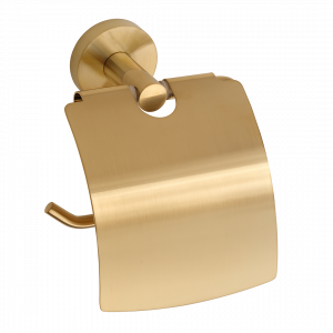 Toilettenpapierhalter PVD mit Deckel | goldene Matte