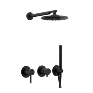 Dusch Set X STYLE | Unterputz | mit hängendem Brausekopf | Ø 200 mm | schwarz matt