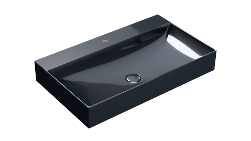 Waschbecken T-EDGE | 800x470x120 | ohne Batterieloch | Teer Glanz
