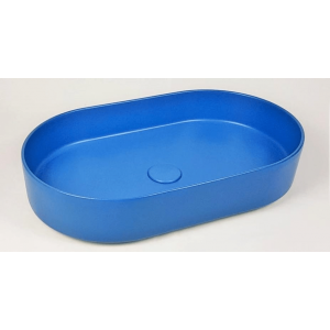 Waschtisch BLADE OVAL 600 x 360 x 120 mm | aufsatz | ovalförmig | Blau matt