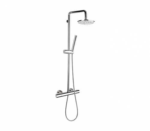 Dusch Set | Aufputz | Thermostatisch | Edelstahlfarbe