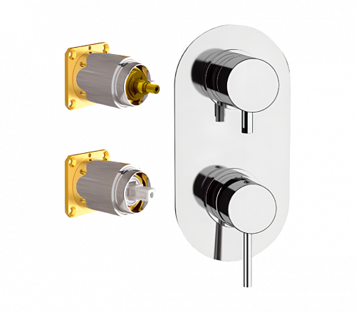 Unterputzmodul X STYLE X 93 | oberer Teil dreifach Hebel | gebürstetes Kupfer