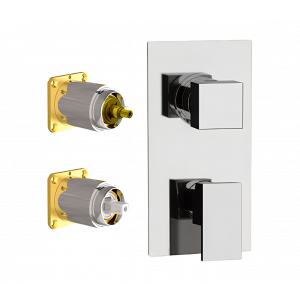 Unterputzmodul Q Design | Oberteilhebel dreifach | gebürstetem Nickel Glanz