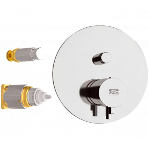 Verdecktes Modul X STYLE Zwei-Wege-Hebeloberteil thermostatisch | gebürstetes Kupfer