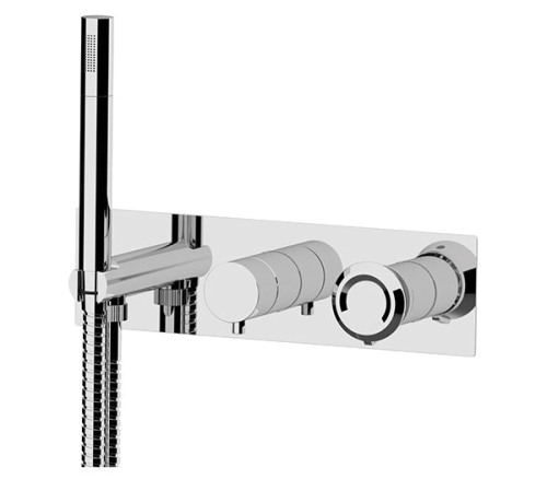 Wannen-/Brausebatterie Element | Dreiweg | Hebel | Edelstahlfarbe