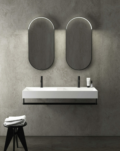 Doppelwaschbecken T-EDGE | 1200 x 470 x 120 | an der Tafel oder hängend | Carrara-Marmor matt
